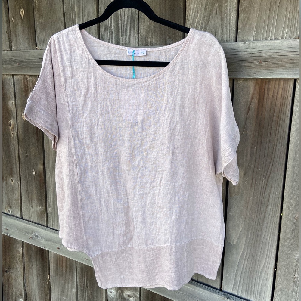 Light Pink Loose Linen Top